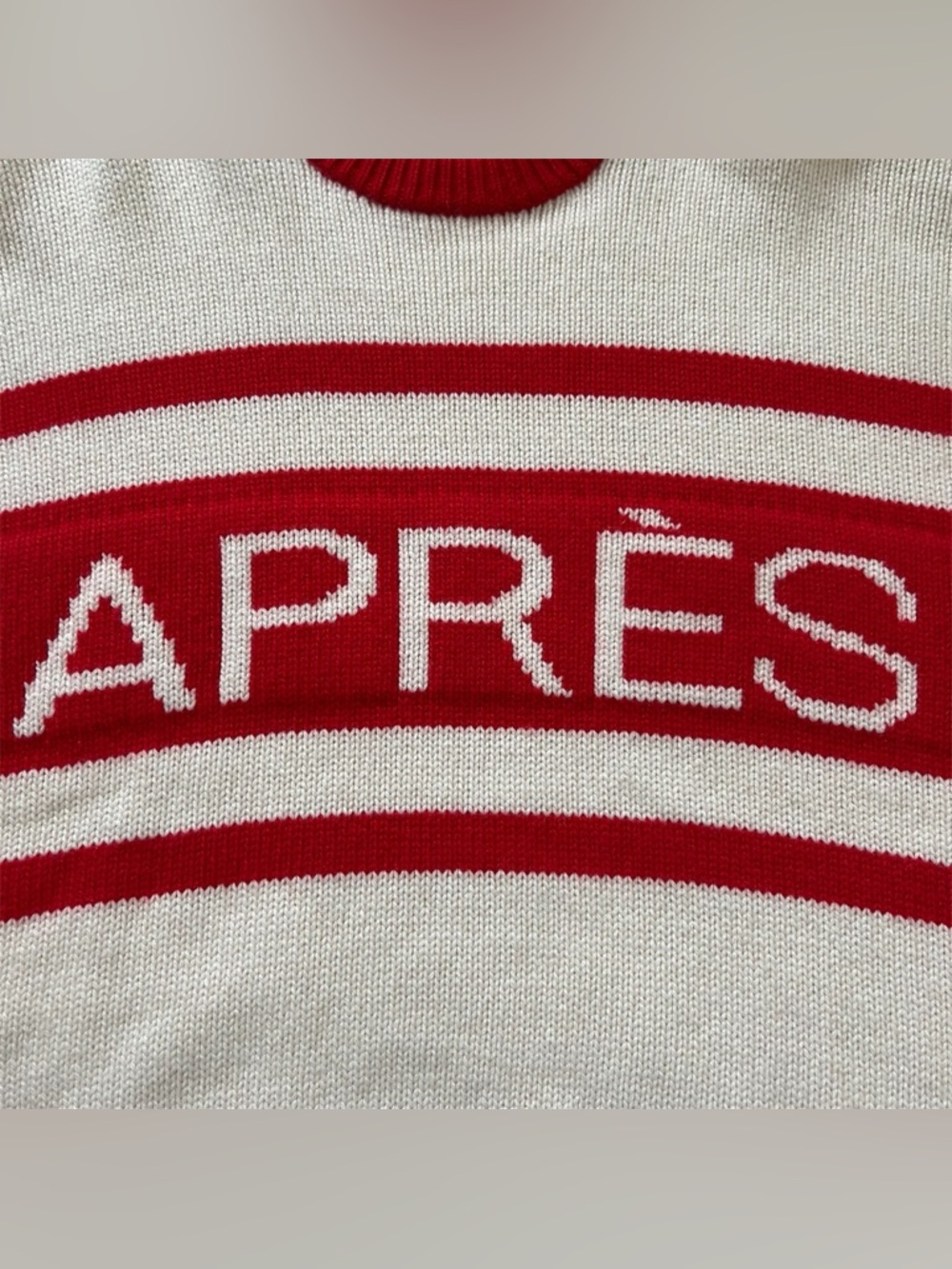NAADAM Red and Cream 'APRÈS' Crewneck Sweater - Picture 8 of 16